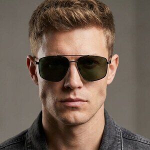 NEW MENS BOSS MAN Aviator Metal Classic Edgy Designer Style Sunglasses Black